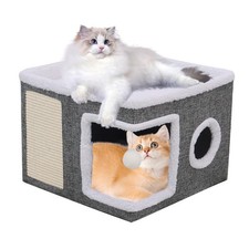 Cat Bed for Indoor Cats, Covered Cat Cave House  Furniture, Foldable Cave wi...