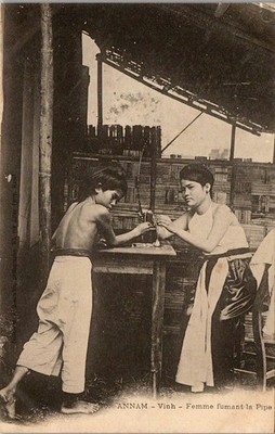 INDOCHINA - WINE - woman smoking pipe