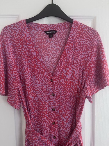 Whistles Pink And Red Diagonal Print Jumpsuit. Size 12. Excellent Condition. - Picture 6 of 8