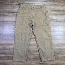 Vintage Carhartt B111 Flannel Lined Carpenter Pants Brown 38x30 Made in USA Y2K