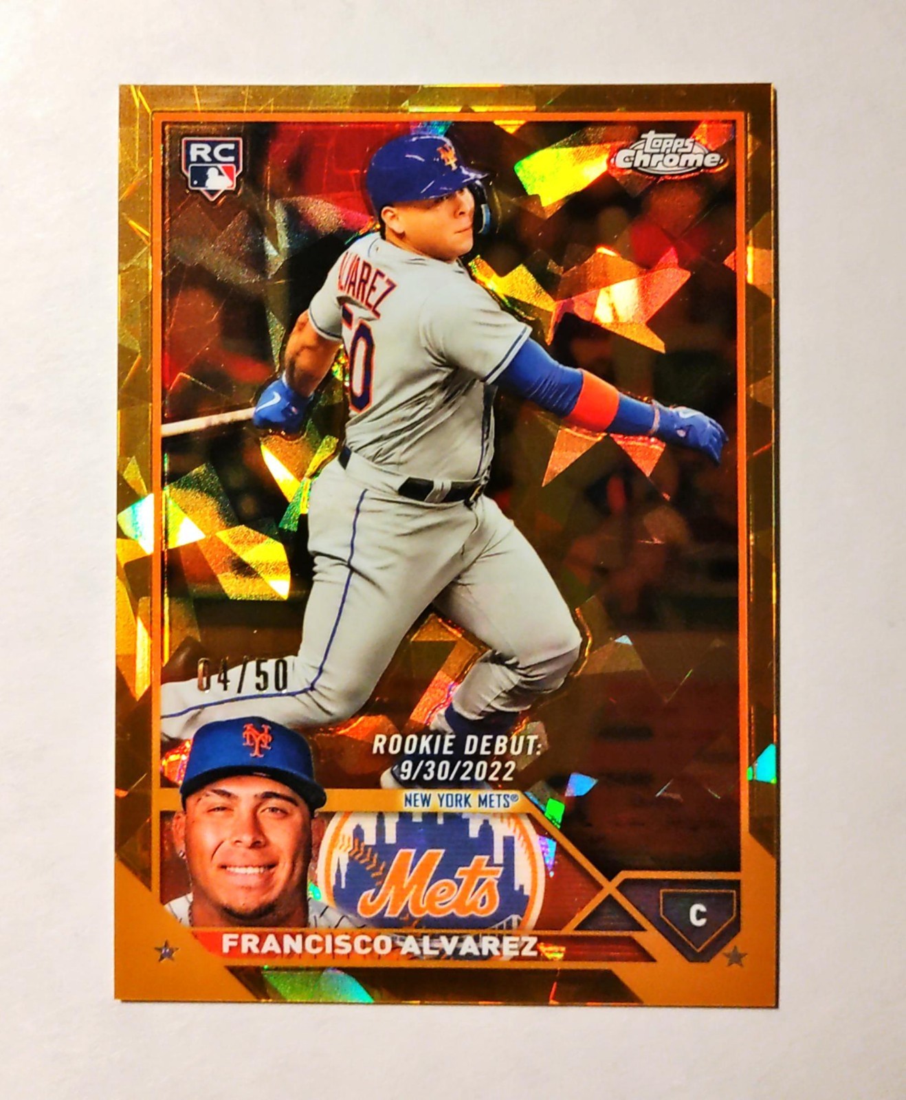 Francisco Alvarez 2023 Topps Chrome RC #USCS158 Sapphire GOLD REFRACTOR 04/50 i6
