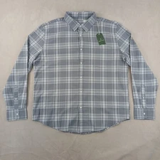 Mutual Weave XL Mens Shirt NWT Casual Gray Plaid Reverse Double Collar 24x27