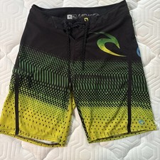 Rip Curl Mirage Mens Board Shorts Black Green Yellow Gradient Surf Trunks 32