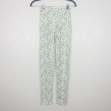 New Echt White  Green Vineyard Leaf High Rise Leggings Size Small