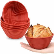 5 Inch Silicone Mini Banneton Bread Proofing Basket 6Pcs Round Small