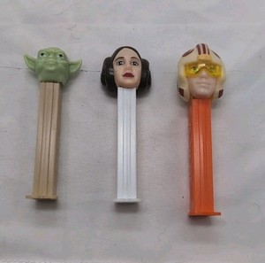 3 PEZ Star Wars Dispensers Yoda Rebel Pilot Princess Leia LOT