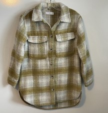 Zara Oversized Green And Tan Teddy Jacket Flannel Girls Size 11-12