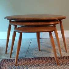 Ercol Blue Label Blonde Elm Pebble Nest of Tables