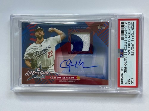 2025 Topps Update Clayton Kershaw Red 5/5 Game-Worn Patch Auto PSA 7 LA Dodgers