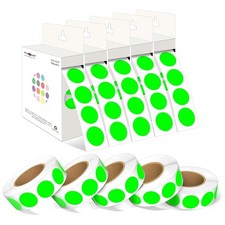 Fluorescent Green Circle Stickers - 3/4 Inch - 10 Rolls