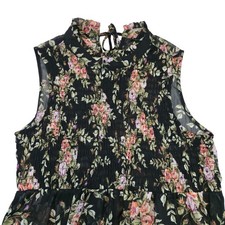 AS U WISH SHEER Floral Smocked Sleeveless Dress Sz M Cottagecore Wedding Guest