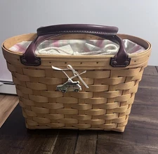 LONGABERGER Med. Good Ol' Summertime Boardwalk Basket w/protector, liner, tie-on