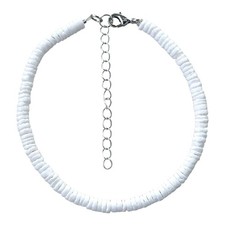 Smooth Puka Shell Anklet 10" White