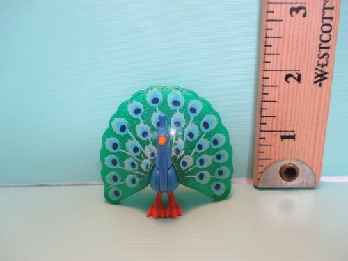 Playmobil bird BLUE & GREEN PEACOCK W/ ORANGE BEAK & FEET W/ MOVABLE HEAD