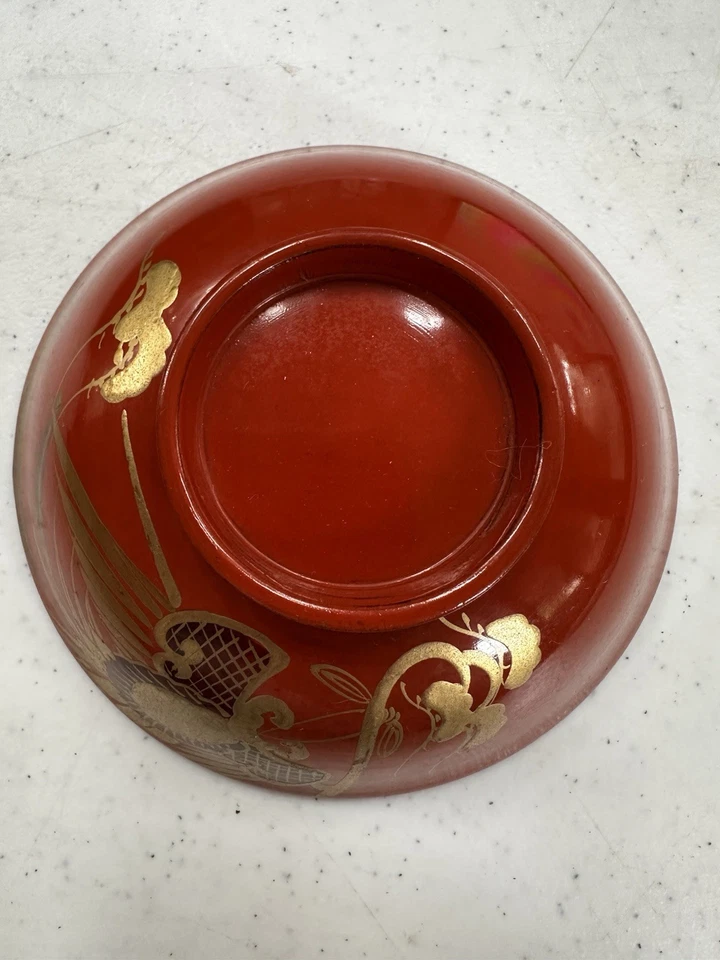 Japanese Lacquer Set of 12 Lidded Soup Bowl Gold Floral Maki-e Meiji Era - Image 4 of 4