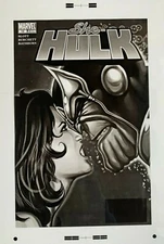 Production Art SHE-HULK #13 cover, GREG HORN art, 11x17, Thanos