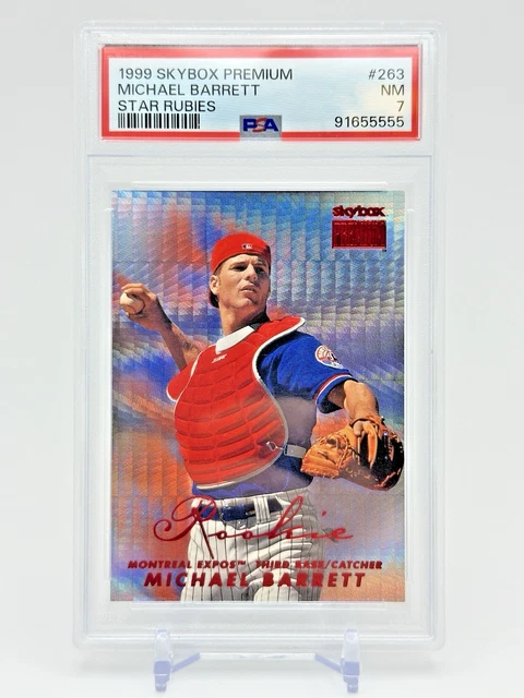 1999 Skybox Premium Michael Barrett Star Rubies RC Rookie /50 #263 PSA 7 Expos
