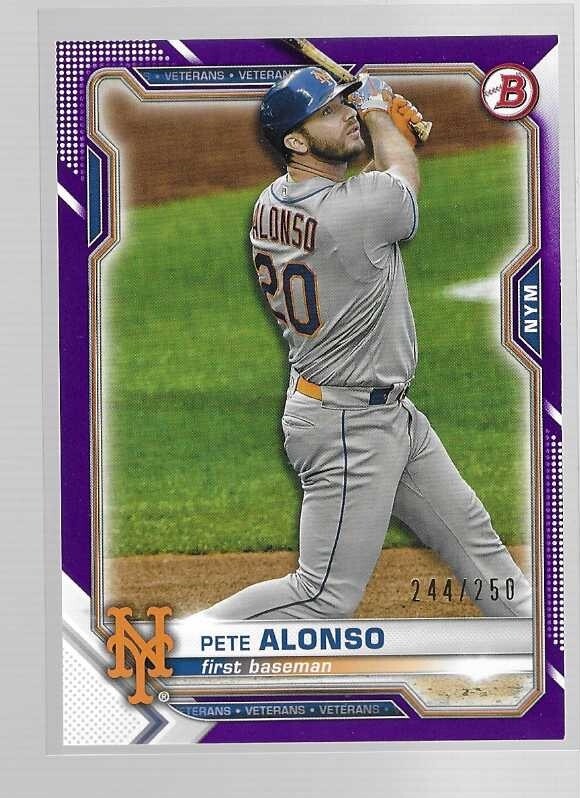 PETE ALONSO 2021 BOWMAN PURPLE PARALLEL CARD #86  /250