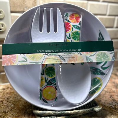 Tahari 3-Piece Bright Citrus Indoor/Outdoor Salad Bowl Set