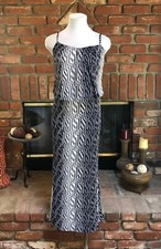 Bohemian Beach Hippie Chic S Multi NaVy & White Sleeveless Long Maxi Dress