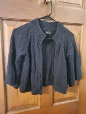 R Q T small Black Crochet Shrug Sweater
