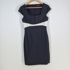 Events Collection womens dress size 8 pencil black white short sleeve zip 079210