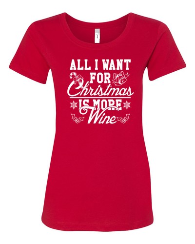 Camiseta All I Want for Christmas is More Wine Junior Fit Damas 1525 - Imagen 4 de 6