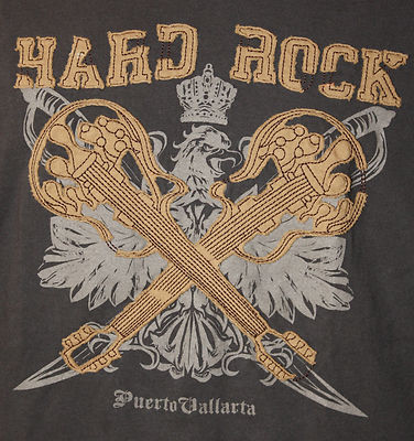 HARD ROCK CAFE Puerto Vallarta Dueling Guitars V-Neck T-Shirt Size Large 