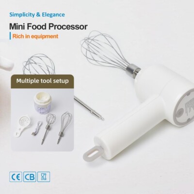 Mini Cordless Electric Handheld Mixer and Food Processor, USB Rechargeable