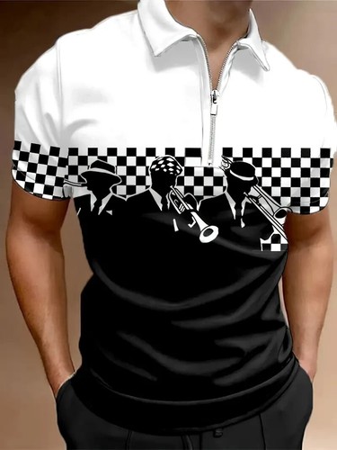 2 TONE SKA Jazz Mod Skin Punk Mens POLO Shirt Black White SIZE LARGE