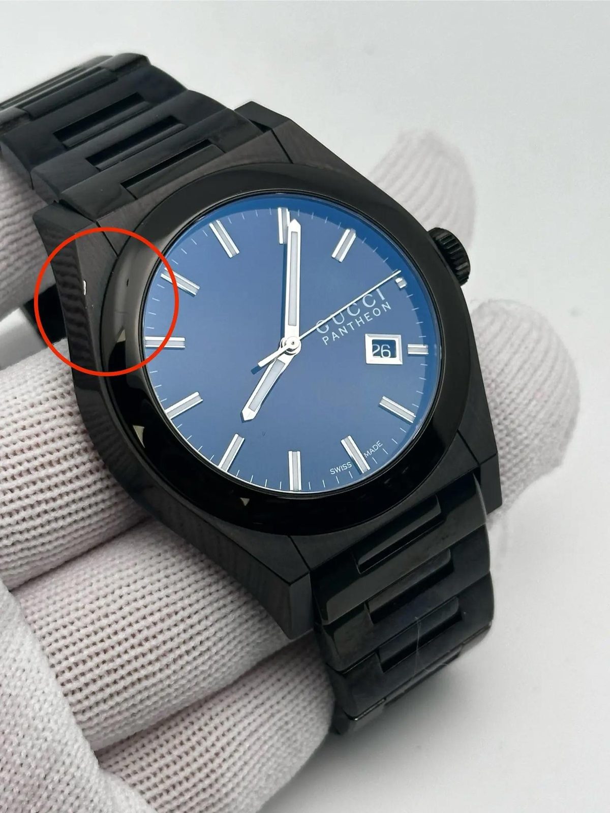 Gucci Pantheon 115 Black Ion Plated Steel Quartz Mens Watch