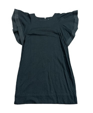 J. Crew Shift Dress Women's Size 8 Black Swiss Dot Flutter Sleeve Zip Back