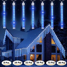 192 LED Star Shower Lights Fairy String Light Falling Rain Tree Garden Xmas US