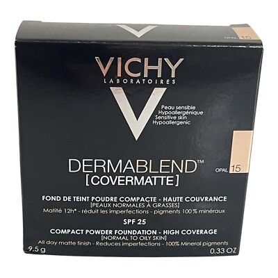 Vichy Dermablend Covermatte Compact Powder Foundation Colour 15 Opal SPF 25 New