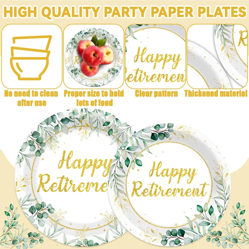 96 piezas decoraciones de fiesta de jubilación verde salvia feliz fiesta de jubilación... Foto 3 de 4