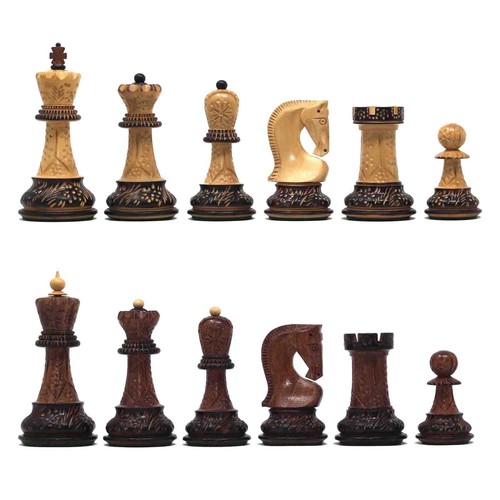 Zagreb '59 Series Chessmen in Burnt Golden Rose/ Boxwood - 3.75" King Height - Picture 24 of 24