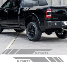 For Dodge RAM 1500 2x Matte Silver Rear Side Trunk Vinyl Decal Sticker Stripe