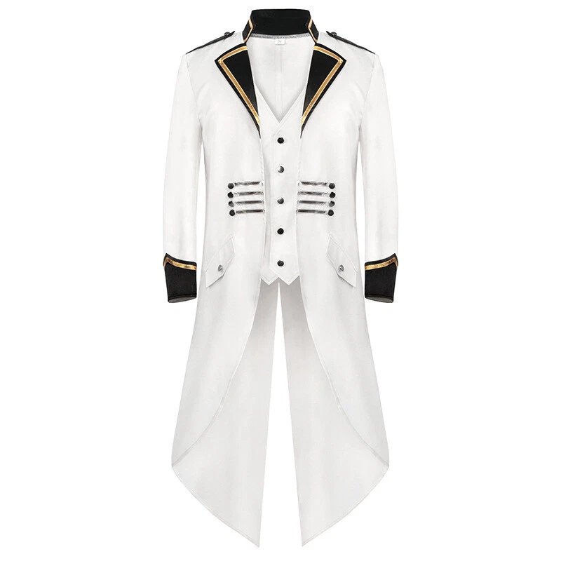 Men Mid-length Blazer Suit Swallow-tailed Coat Jacket Performance Punk Jacket