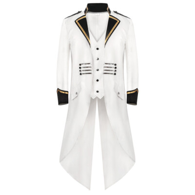 Men Mid-length Blazer Suit Jacket Swallow-tailed Coat Performance Punk Jacket