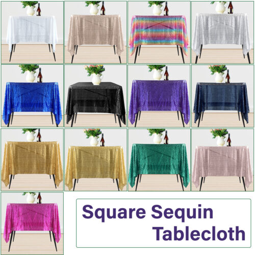 70x70" Table Cover Cloth High Density Sequin Fabric Tablecloth Wedding Party UK - Afbeelding 1 van 58