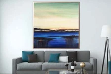 Sunset Painting Large Landscape Painting Oil Painting Large Blue Painting