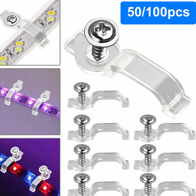 #ad 100Pcs Set Mounting Bracket Clip Fastener For Fixing 5050 RGB LED Strip Light US $6.99