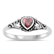 Heart Ring Solid Genuine Sterling Silver 925 Face Height 6 mm Size 4 - 10