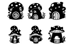 6 Fairy Toadstool Vinyl Decal Stickers For Wine Glass Mugs Craft Window Walls