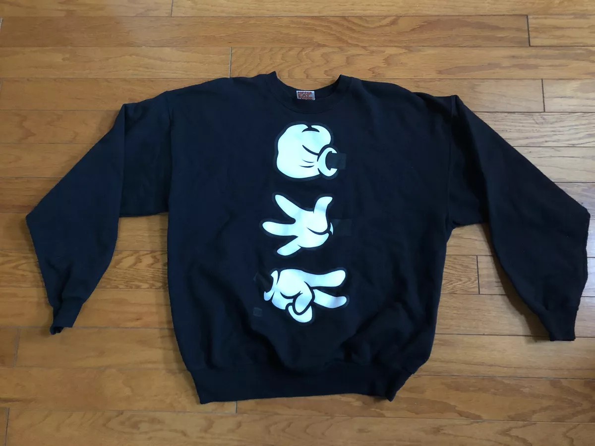 Booger Kids Rock Paper Scissors Grey Pullover Sweater - Sz L - Mickey Mouse  | eBay
