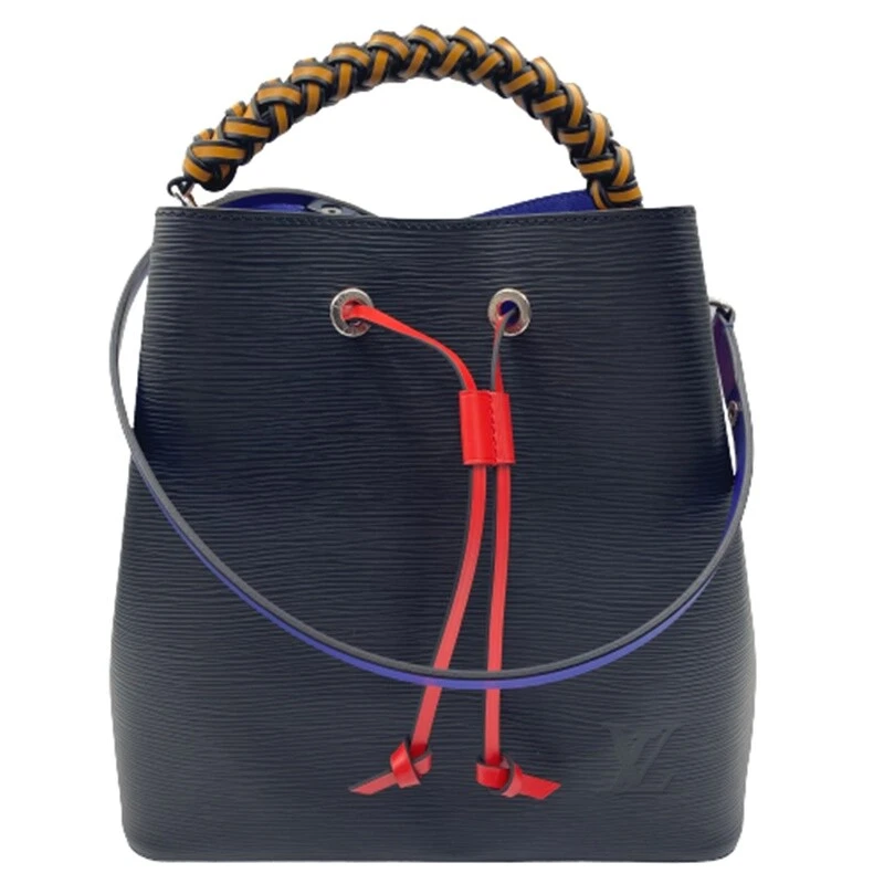 LOUIS VUITTON NeoNoe MM Black Epi Leather Red Blue Drawstring Bucket Bag  M53916