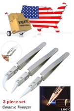 1/3Pack Ceramic Straight Tip Anti-Static Precision Soldering Tweezers