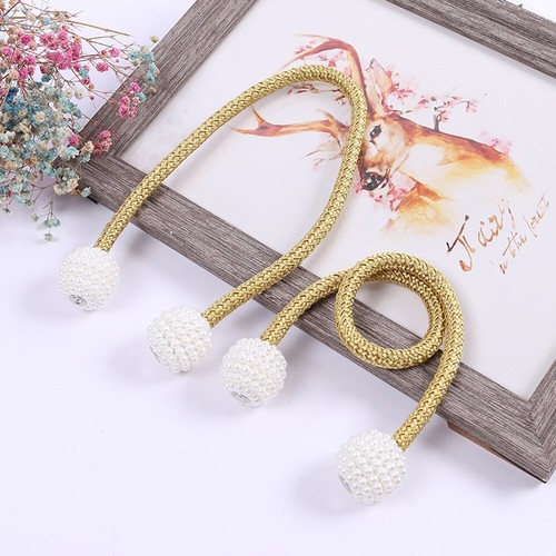 2x Strong Magnetic Curtain Tie Backs Ball Clips Buckle Weave Rope Holdbacks Hook - Picture 3 of 3