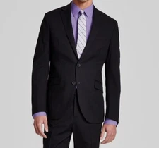 Kenneth Cole Men's Black Techni-Cole Slim-Fit Suit Separate Jacket Size 46R