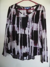 Simply Vera Wang Maroon Purple Black Long Sleeve Top/Blouse/Tunic Size PL
